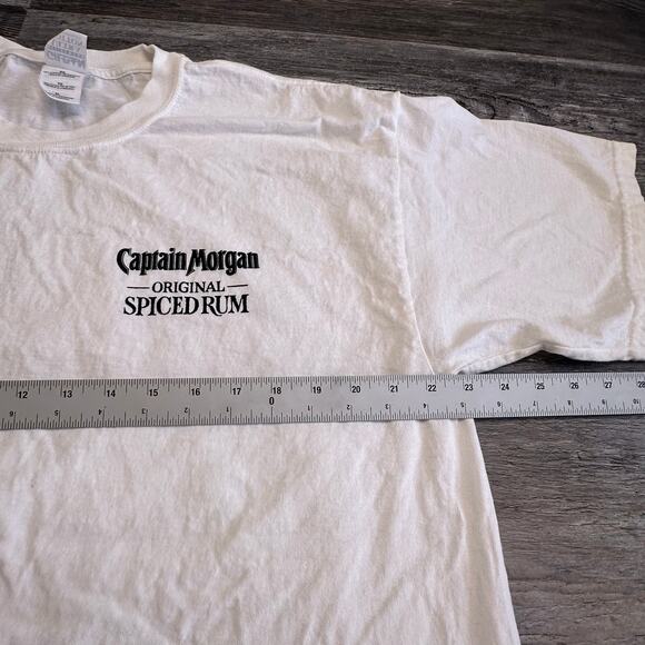 Vintage Y2k Captain Morgan Rum White Mens XL The Captain Was Here Pirate T-Shirt - Picture 6 of 9